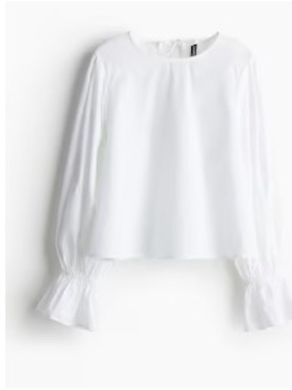 H&M NWT Tie detail White Long-Sleeve Ruffle Cuff Women's Top